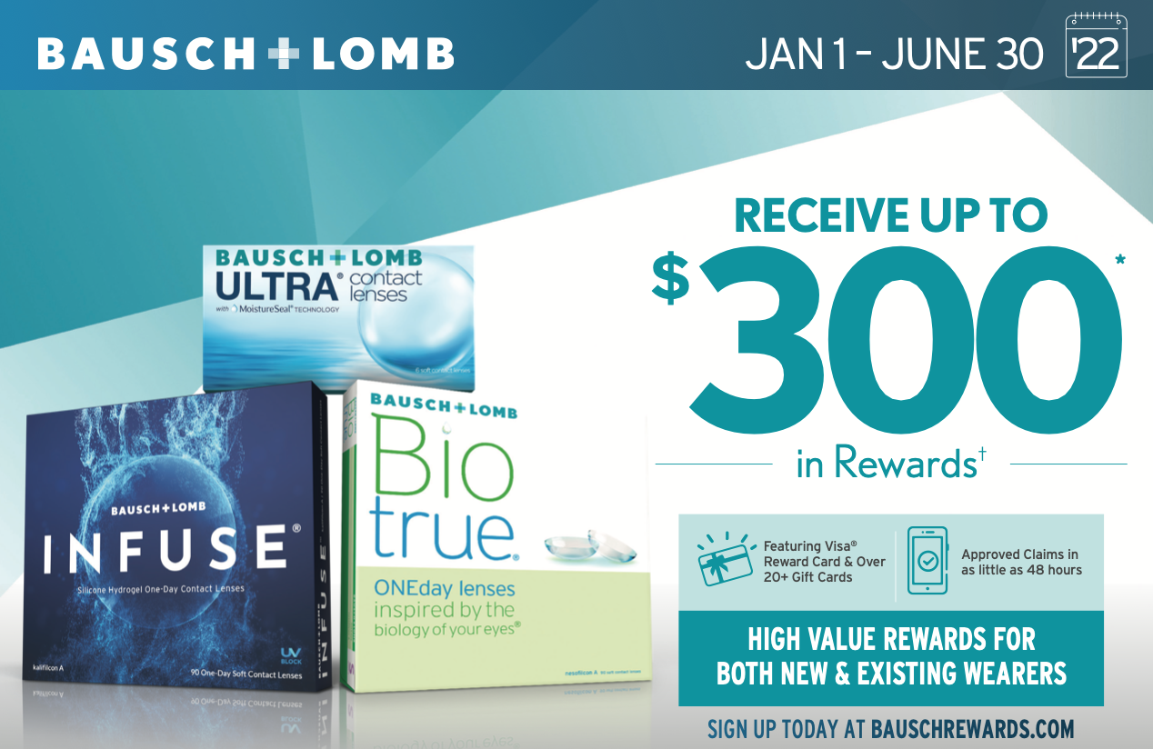 Receive Up To 300 In Rewards On Bausch Lomb Contact Lens Brands Millennium Eye Center